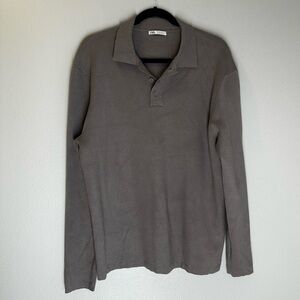 ZARA Collared Polo Knit Sweater Long Sleeves Pullover Size XL Men’s Taupe Grey